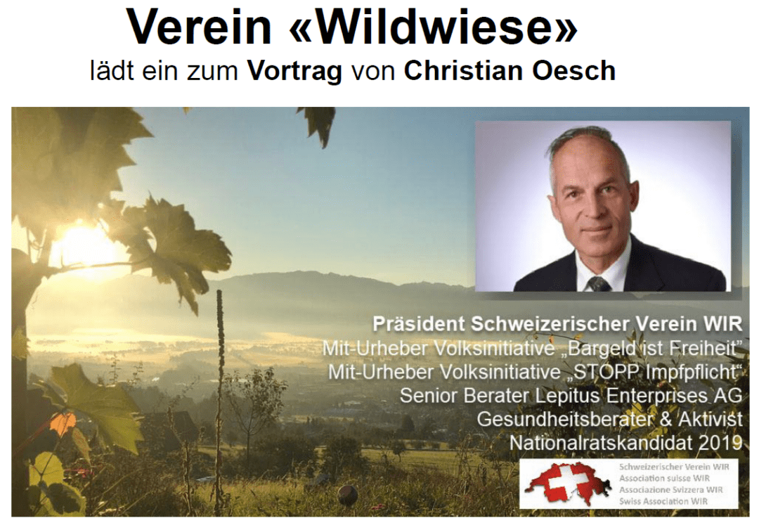 St. Gallen 24. Juni 2022 Verein «Wildwiese» lädt ein zum Krisenvorsorge Vortrag von Christian Oesch