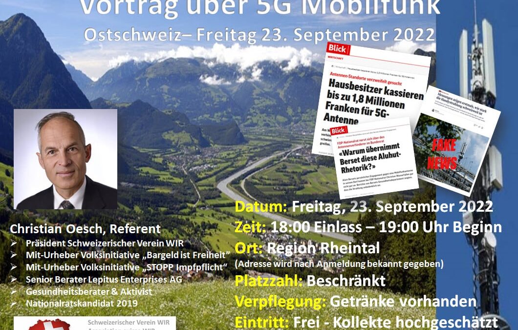 Kriessern SG – 23. September 2022 – Vortrag über 5G Mobilfunk