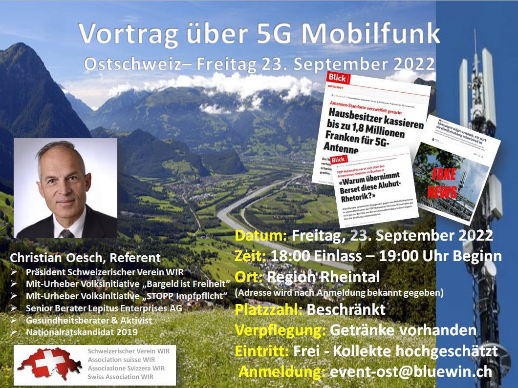 Kriessern SG – 23. September 2022 – Vortrag über 5G Mobilfunk