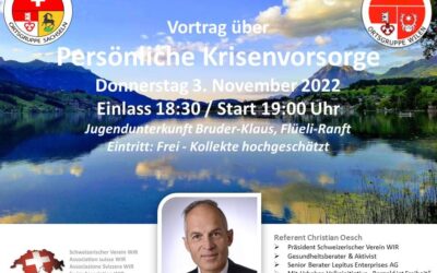 Flüeli-Ranft – Vortrag über Persönliche Krisenvorsorge – 3.11.2022