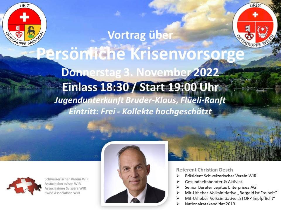 Flüeli-Ranft – Vortrag über Persönliche Krisenvorsorge – 3.11.2022