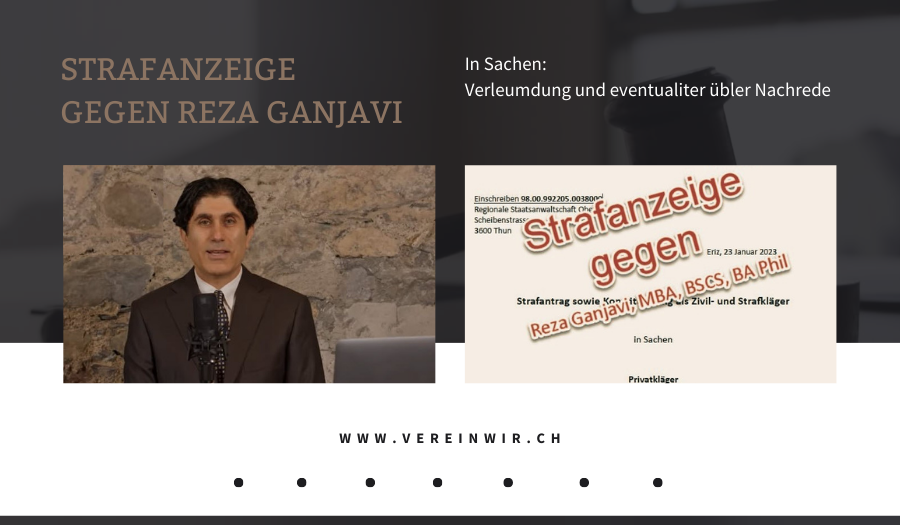 Strafanzeige gegen Reza Ganjavi
