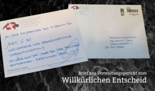 Brief ans Verwaltungsgericht zum willkürlichen Entscheid