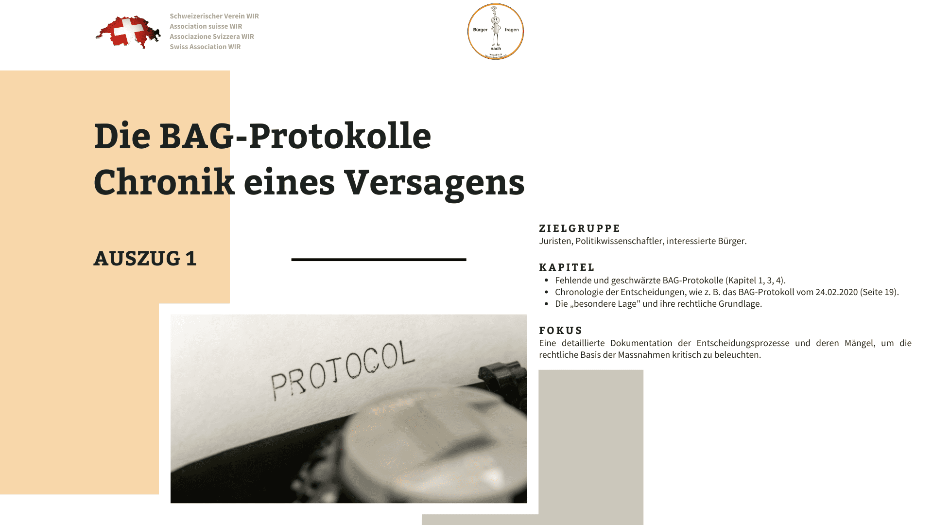 Aufarbeitung BAG – Schweizerischer Verein WIR