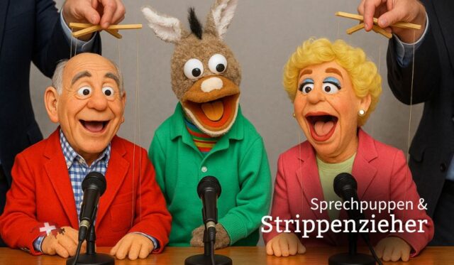 Sprechpuppen oben – Strippenzieher unten